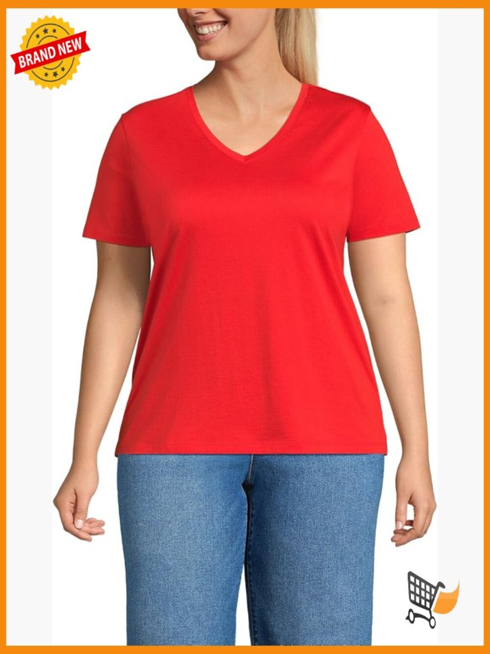Relaxed Supima Cotton V-Neck Tee - Soft & Breathable - Picture 1 of 5